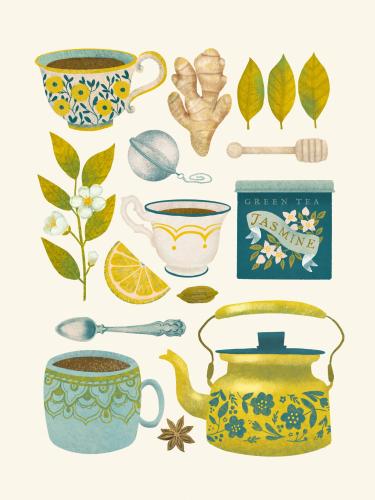 Plakat "Herbata" - jasne tło