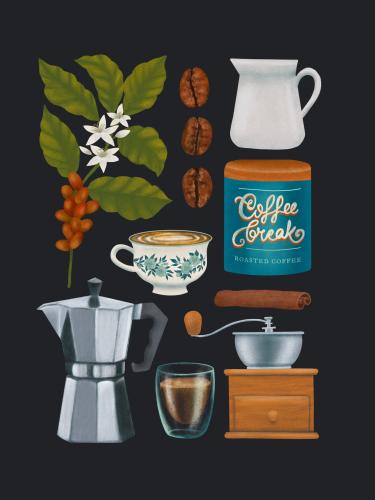 Plakat "Kawa" - ciemne tło