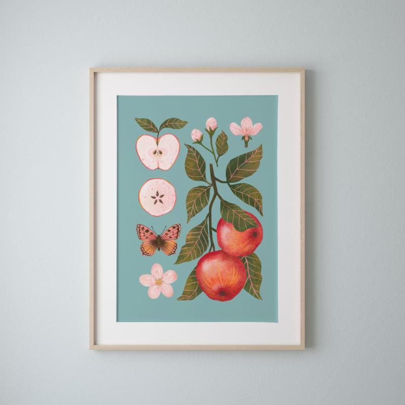 Jabłka niebieskie ramka passpartou.jpg