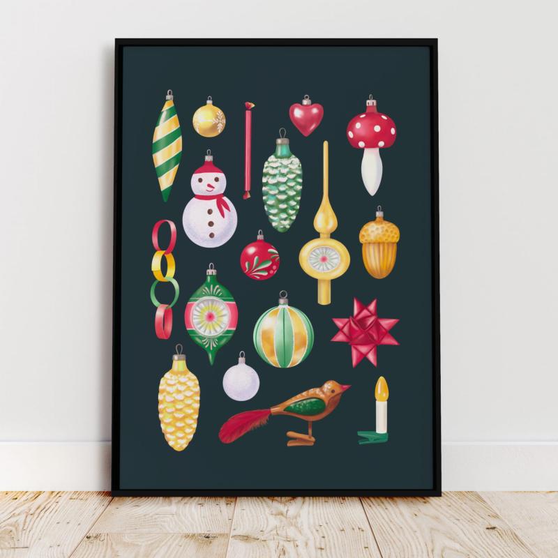 Plakat bombki PRL ciemny czarna ramka.jpg